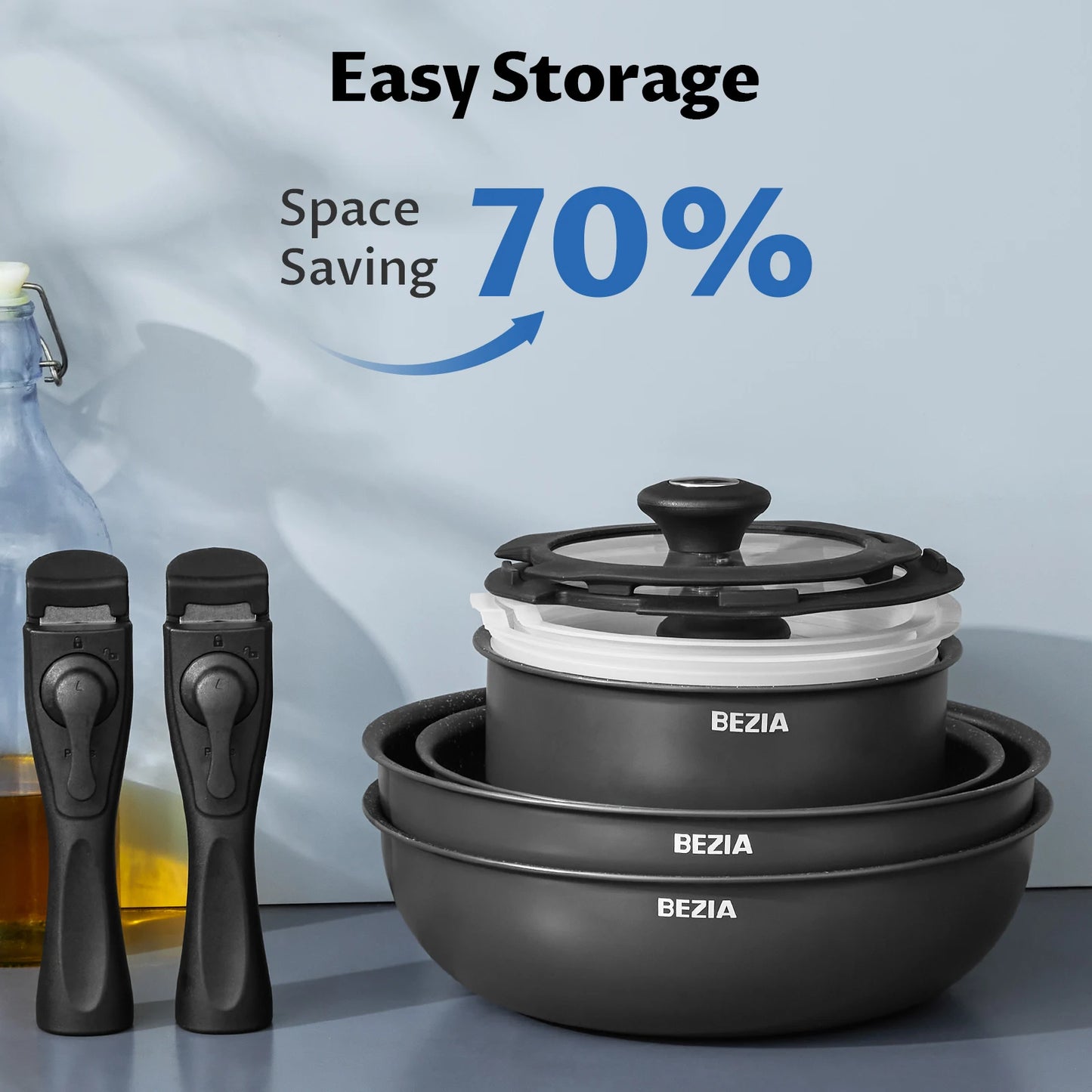 13 Pieces Nonstick Pots and Pans Set with Removable Handles