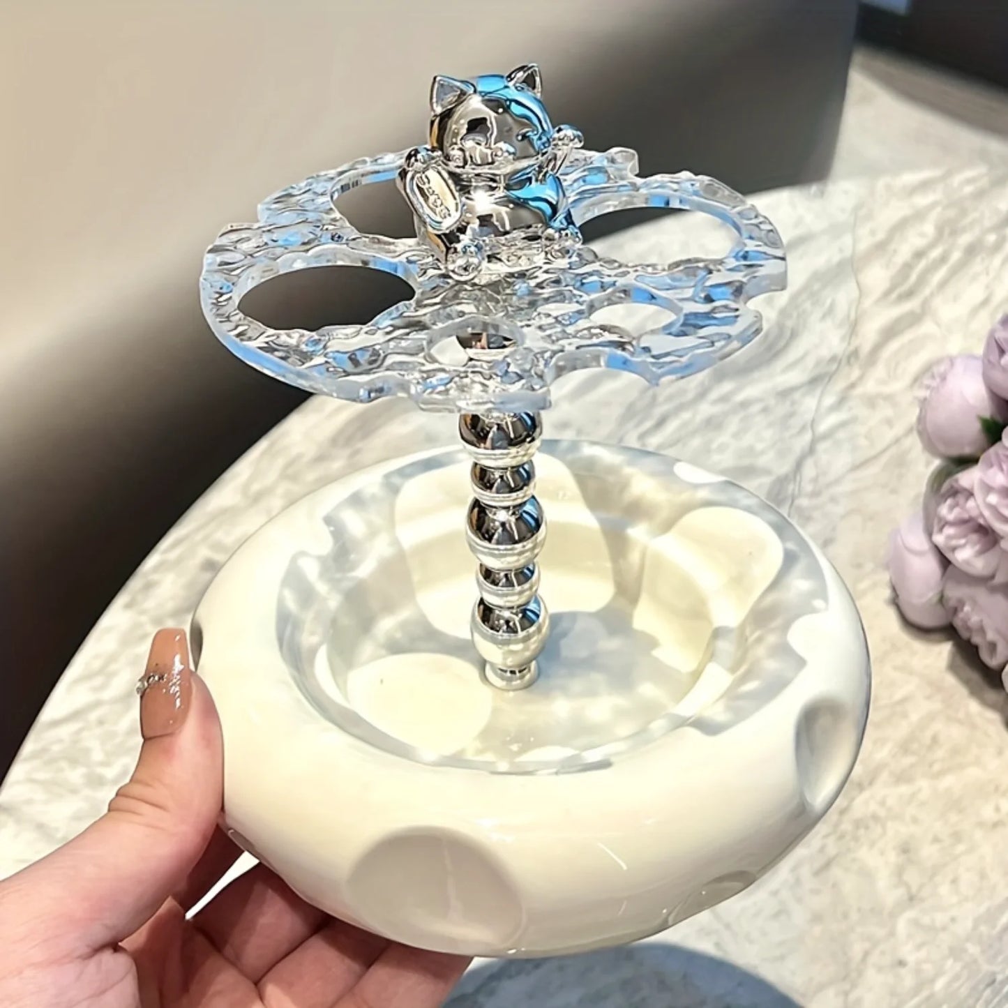 Acrylic  Toothbrush Holder With Mouthwash Cup