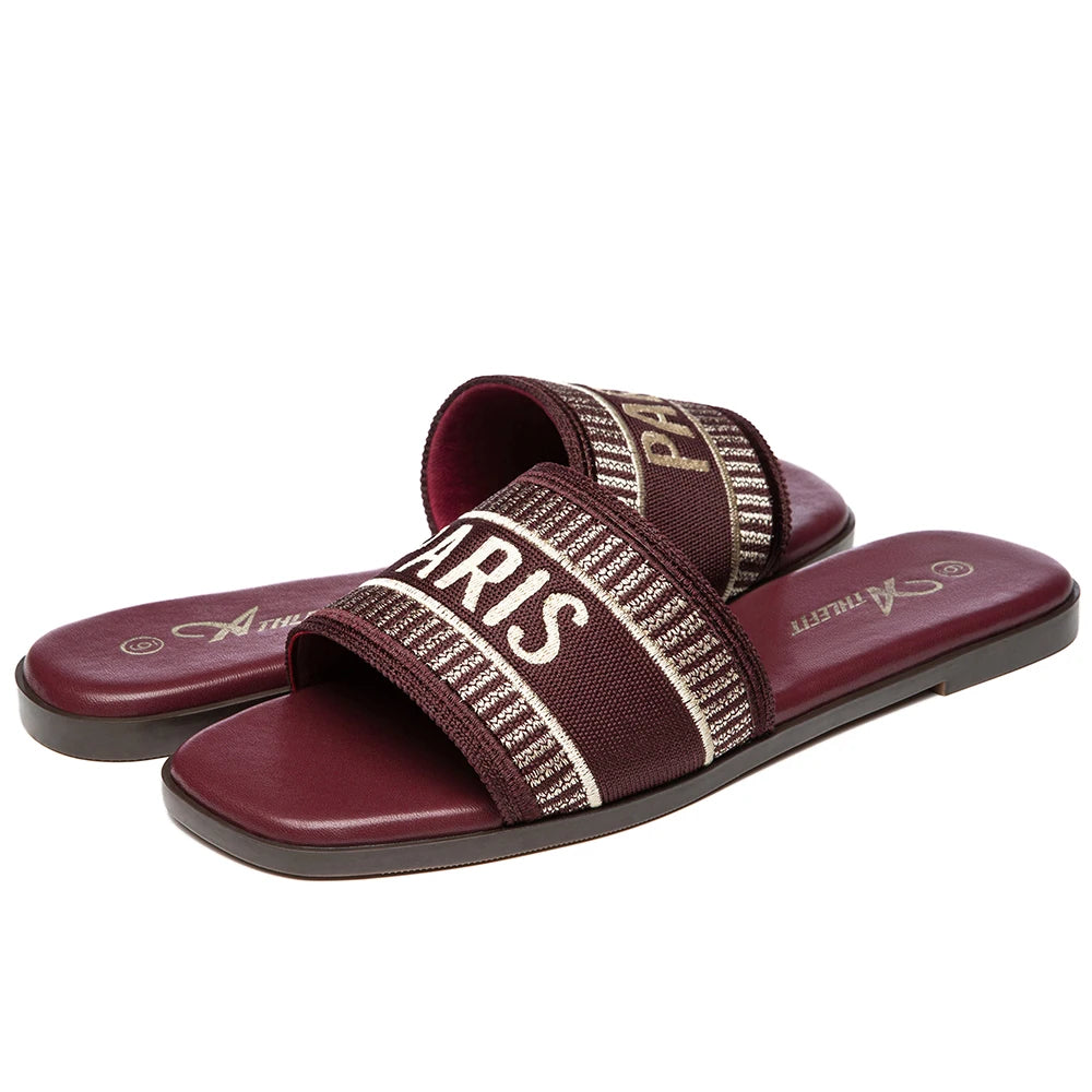 Summer Women Letter Flat Sandals Casual Comfortable Slip Slide
