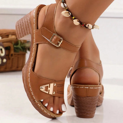 Women's Thick Medium Heel Sandals
