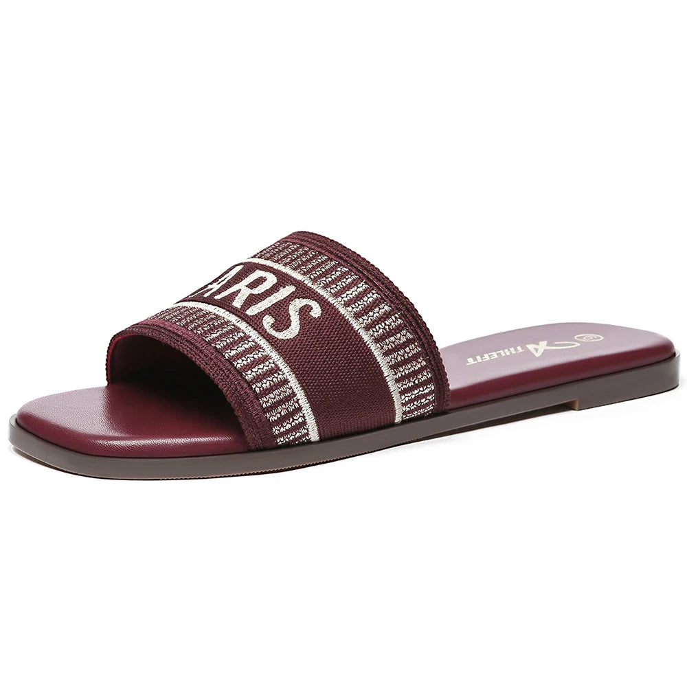 Summer Women Letter Flat Sandals Casual Comfortable Slip Slide