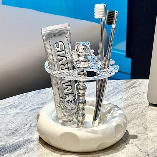 Acrylic  Toothbrush Holder With Mouthwash Cup