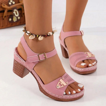 Women's Thick Medium Heel Sandals