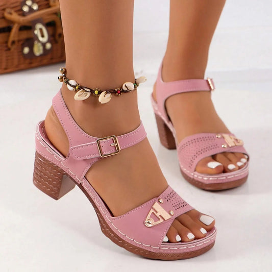 Women's Thick Medium Heel Sandals