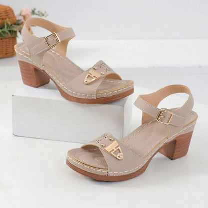 Women's Thick Medium Heel Sandals