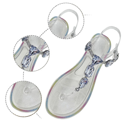 Ladies Summer Rhinestone Crystal Transparent Sandals