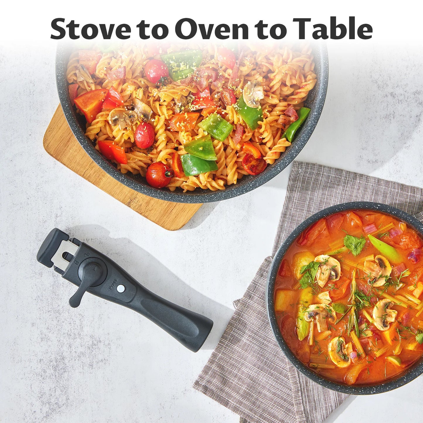 13 Pieces Nonstick Pots and Pans Set with Removable Handles
