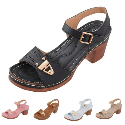 Women's Thick Medium Heel Sandals
