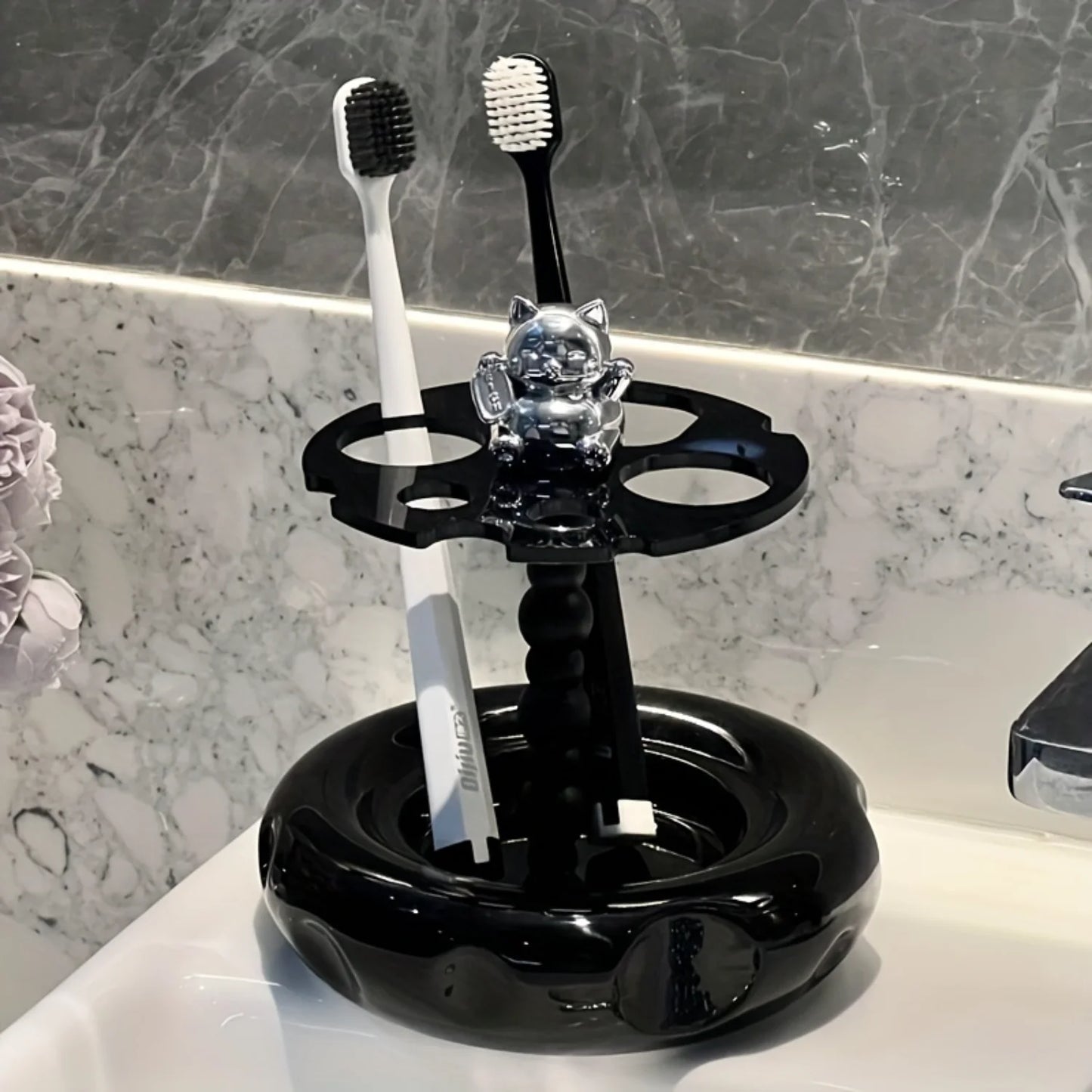 Acrylic  Toothbrush Holder With Mouthwash Cup